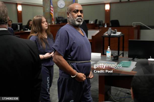 Duane "Keffe D" Davis arrives for a court appearance on October 19, 2023 in Las Vegas, Nevada. Davis was indicted on murder charges for his...