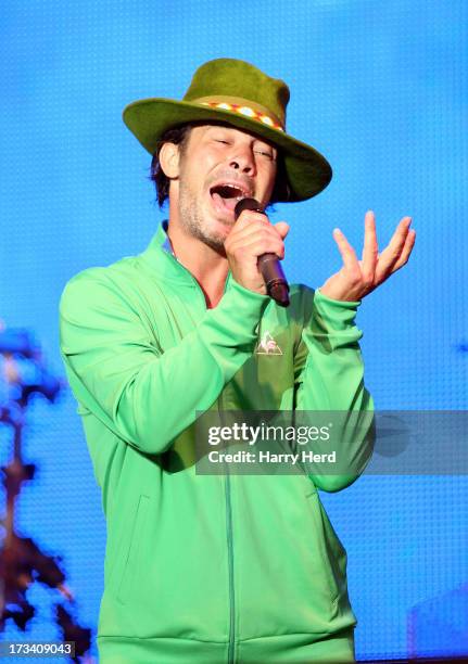 Jamiroquai performs on stage at Magic Summer Live Festival 2013 at Stoke Park on July 13, 2013 in Guildford, England.