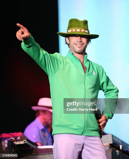 Jamiroquai performs on stage at Magic Summer Live Festival 2013 at Stoke Park on July 13, 2013 in Guildford, England.