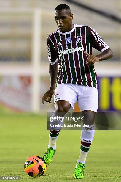 Fred of Fluminense reacts during the match between Fluminense and Internacional a as part of Brazilian Championship 2013 at Moacyrzao Stadium on July...