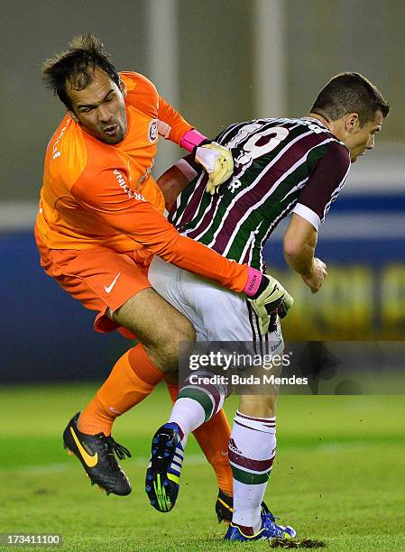 Wagner of Fluminense fights for the ball during the match between Fluminense and Internacional a as part of Brazilian Championship 2013 at Moacyrzao...