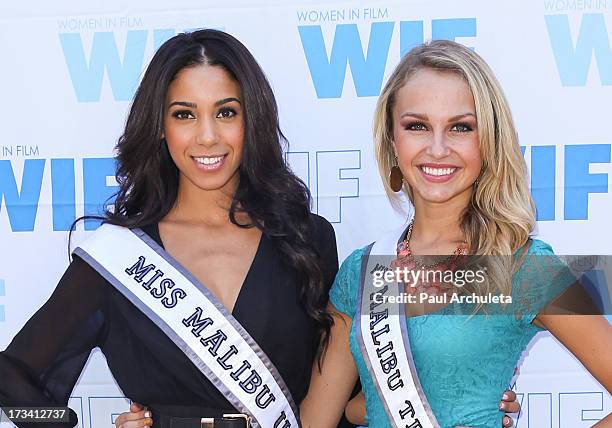 Miss Malibu USA 2013 Brittany Mcgowan and Miss Malibu Teen USA 2013 Chloe Hope Hatfield attend the Women In Film's 16th annual Malibu Celebrity Golf...