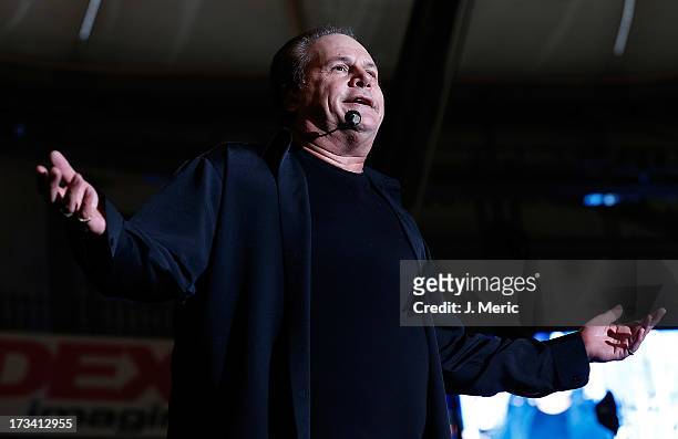 Harry Wayne Casey of KC and the Sunshine Band performs Saturday night during the Rays Summer Concert Series at Tropicana Field on July 13, 2013 in St...