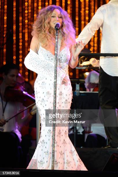 Mariah Carey performs on stage during MLB All Star Charity Concert starring The New York Philharmonic with Special Guest Mariah Carey Benefiting...