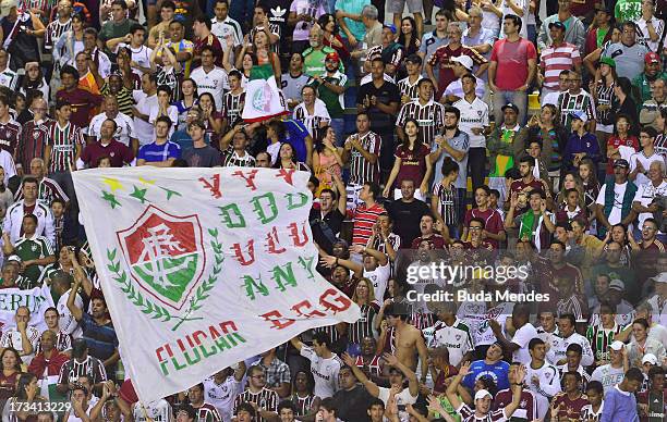 Fans of Fluminense during the match between Fluminense and Internacional a as part of Brazilian Championship 2013 at Moacyrzao Stadium on July 13,...