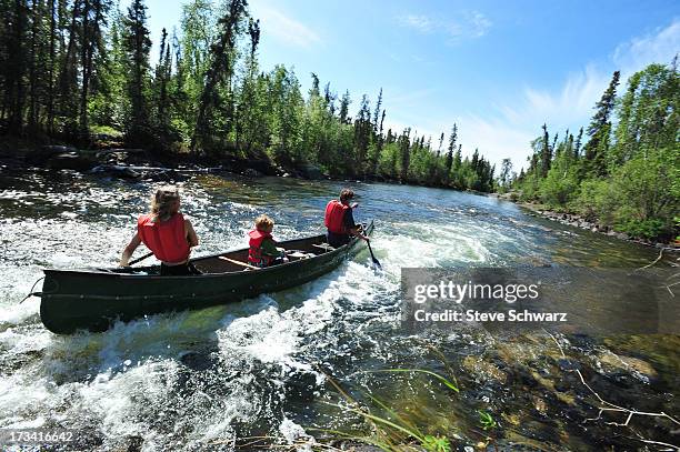 family white water paddling - yellowknife stock pictures, royalty-free photos & images