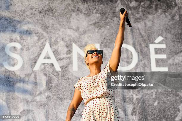 Emeli Sande performs on day 2 of the Yahoo! Wireless Festival at Queen Elizabeth Olympic Park on July 13, 2013 in London, England.