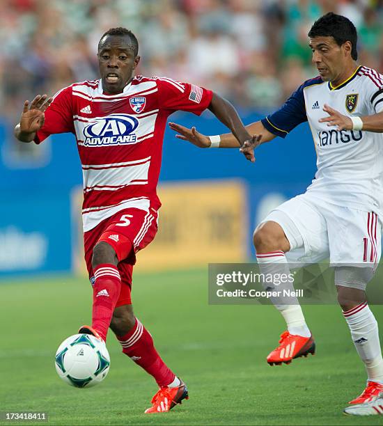 Jair Benitez of FC Dallas controls the ball against Real Salt Lake on July 13, 2013 at FC Dallas Stadium in Frisco, Texas.