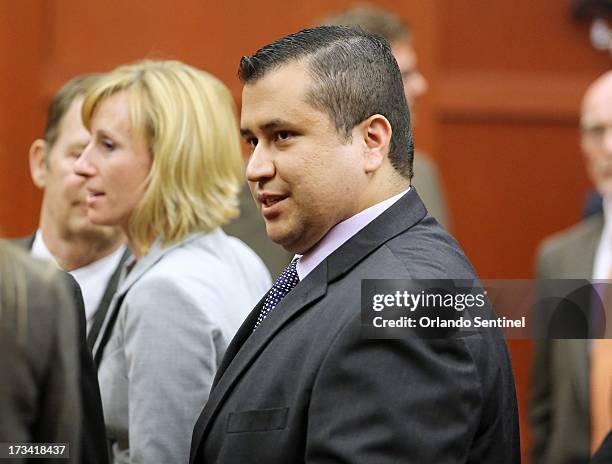 George Zimmerman leaves the courtroom a free man after being found not guilty, on the 25th day of his trial at the Seminole County Criminal Justice...