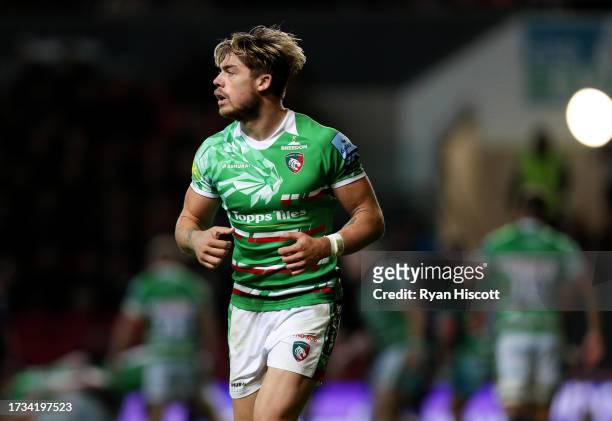Ollie Hassell-Collins of Leicester Tigers looks on during the Gallagher Premiership Rugby match between Bristol Bears and Leicester Tigers at Ashton...