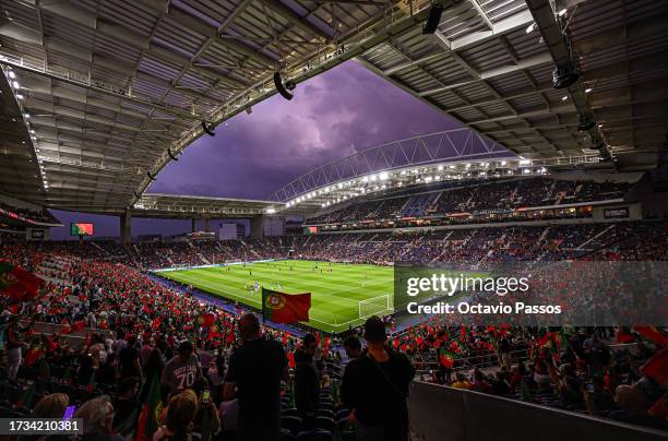 General view inside the dragao stadium prior to the UEFA EURO 2024 European qualifier match between Portugal and Slovakia at Estadio do Dragao on...