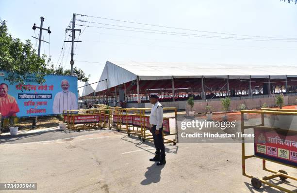 Preparation is underway for Prime Minister Narendra Modi rally scheduled for tomorrow after inaugurating the Rapid Rail in Vasundhara, on October 19,...