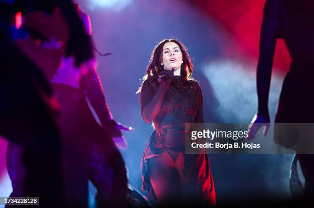 Mala Rodriguez performs on stage during Latin GRAMMY Sessions Urbano at La Malagueta Bullring on October 13, 2023 in Malaga, Spain.
