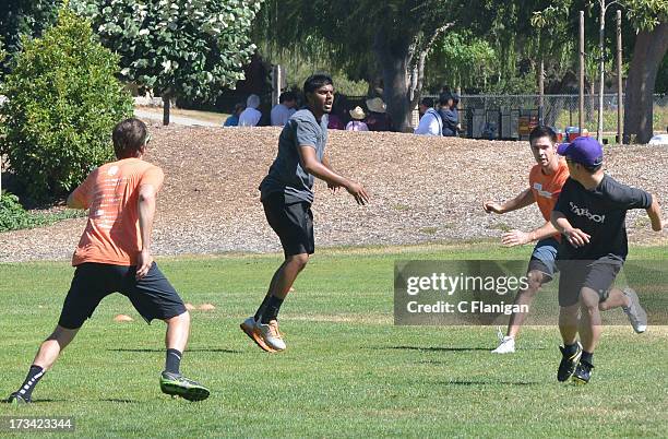 Team Yahoo! and Silicon Valley Bank members play Ultimate Frisbee during the Founder Institute's Silicon Valley Sports League event on July 13, 2013...