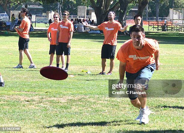 Team Yahoo and Silicon Valley Bank members play Ultimate Frisbee during the Founder Institute's Silicon Valley Sports League event on July 13, 2013...