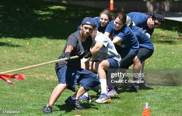 Zazzle team during the Tug-a-War game at the Founder Institute's Silicon Valley Sports League event on July 13, 2013 in Palo Alto, California.