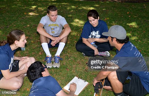 Team Zazzle sits for the Bar Trivia competition during the Founder Institute's Silicon Valley Sports League event on July 13, 2013 in Palo Alto,...