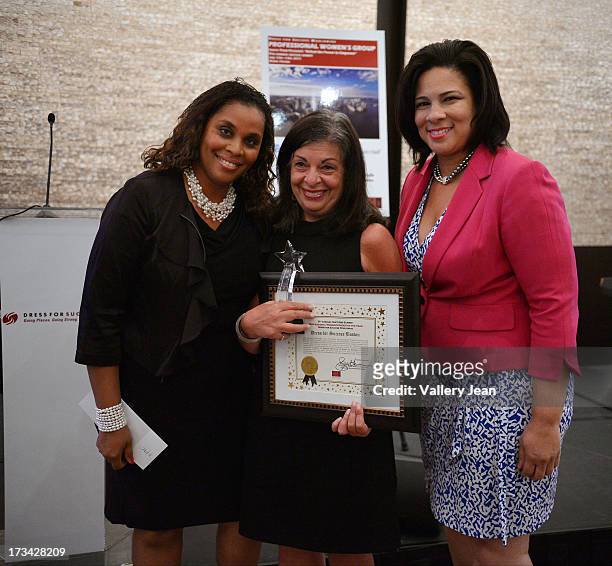 Joi Gordon, Shelley Crohn and Angela Williams attend The 9th Annual Success Summit hosted by Dress For Success Worldwide at Epic Hotel on July 13,...
