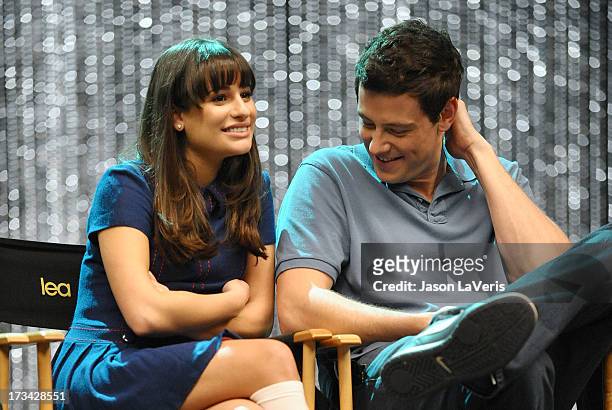 Actress Lea Michele and actor Cory Monteith attend the 'GLEE' 300th musical performance special taping at Paramount Studios on October 26, 2011 in...