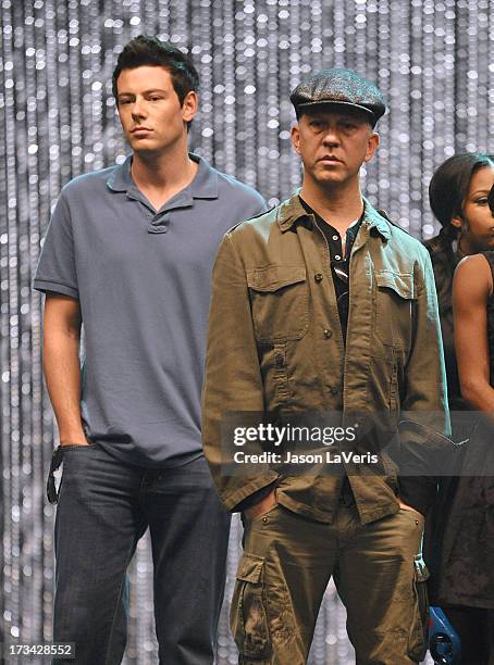 Actor Cory Monteith and producer Ryan Murphy attend the 'GLEE' 300th musical performance special taping at Paramount Studios on October 26, 2011 in...