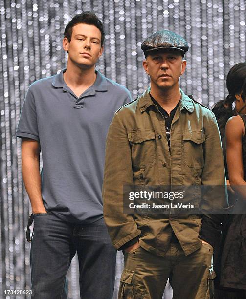 Actor Cory Monteith and producer Ryan Murphy attend the 'GLEE' 300th musical performance special taping at Paramount Studios on October 26, 2011 in...