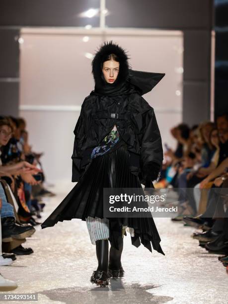 Models walk the runway wearing creations by designer Petra Fagerstrom during the fashion show of the 10 finalists of the 38th International Festival...