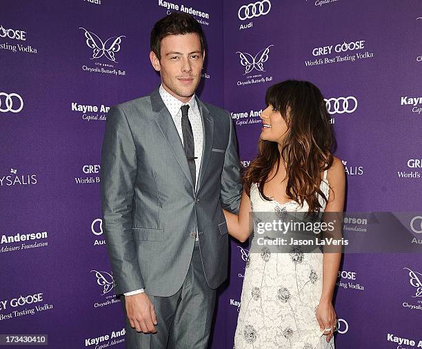 Actor Cory Monteith and actress Lea Michele attend the 12th annual Chrysalis Butterfly Ball on June 8, 2013 in Los Angeles, California.