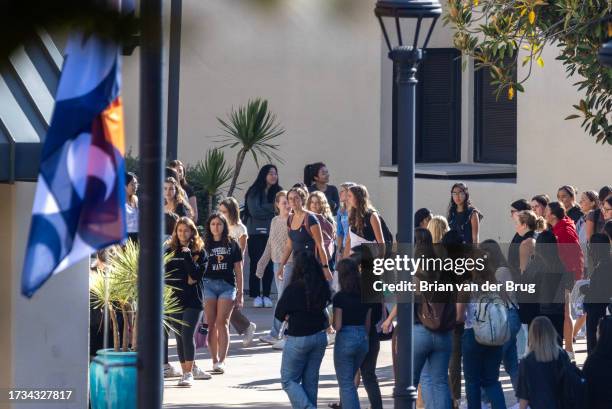 Malibu, CA With the Pepperdine University flag flying at half mast, students, faculty and greater campus community members make a somber procession...