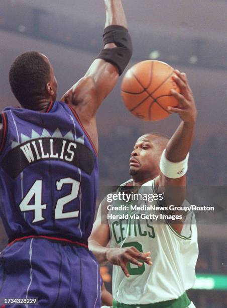 Kevin willis defending on antoine walker first half action staff photo bill belknap saved photo saturday