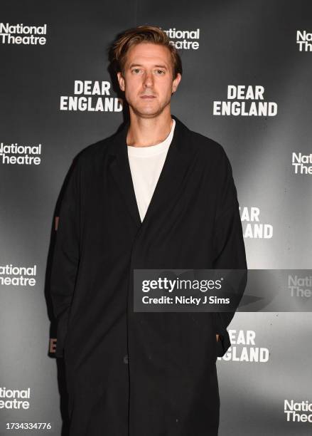 Arthur Darvill attends the opening night of "Dear England" at Prince Edward Theatre on October 19, 2023 in London, England.