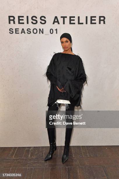 Ikram Abdi Omar attends the first Reiss atelier collection launch dinner at The ICA on October 19, 2023 in London, England.