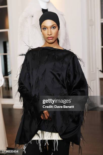 Ikram Abdi Omar attends the first Reiss atelier collection launch dinner at The ICA on October 19, 2023 in London, England.