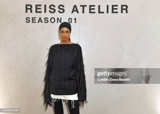 Ikram Abdi Omar attends the first Reiss atelier collection launch dinner at The ICA on October 19, 2023 in London, England.