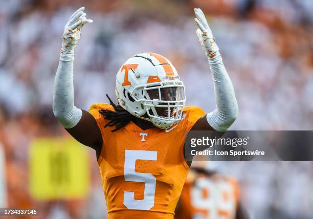 Tennessee Volunteers defensive back Kamal Hadden celebrates during the college football game between the Tennessee Volunteers and the Texas A&M...
