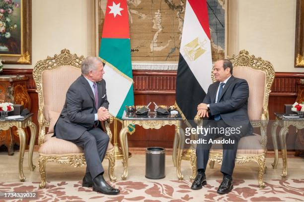 Egyptian President Abdel-Fattah al-Sisi meets with King of Jordan Abdullah II in Cairo, Egypt on October 19, 2023.