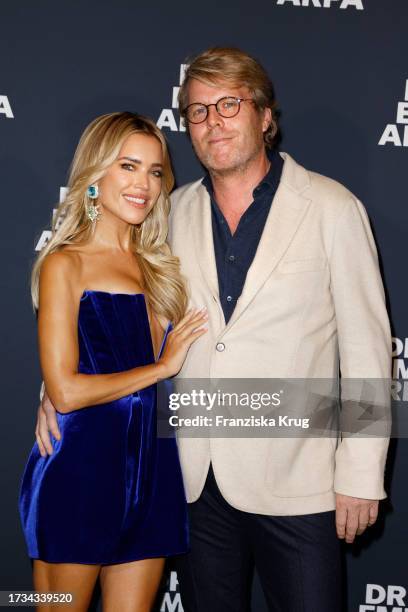 Sylvie Meis and Wim Beelen during the Dr. Emi Arpa Skin Launch Event at Telegraphenamt on October 19, 2023 in Berlin, Germany.