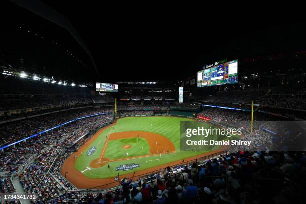 General view of the field during Game 4 of the ALCS between the Houston Astros and the Texas Rangers at Globe Life Field on Thursday, October 19,...