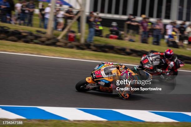 Alonso of SPA on the Beta Tools SpeedUp BOSCOSCURO during free practice 2 of Australian MotoGP at the Phillip Island Grand Prix Circuit on October...