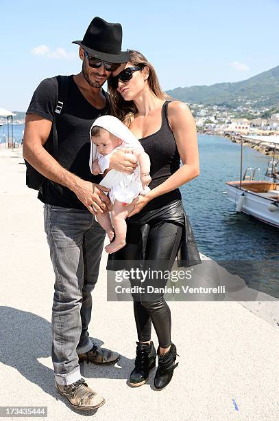 Singer Lola Ponce, Aaron Diaz and Erin Diaz arrive at Ischia Global Fest 2013 on July 14, 2013 in Ischia, Italy.