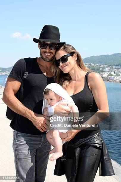 Singer Lola Ponce, Aaron Diaz and Erin Diaz arrive at Ischia Global Fest 2013 on July 14, 2013 in Ischia, Italy.