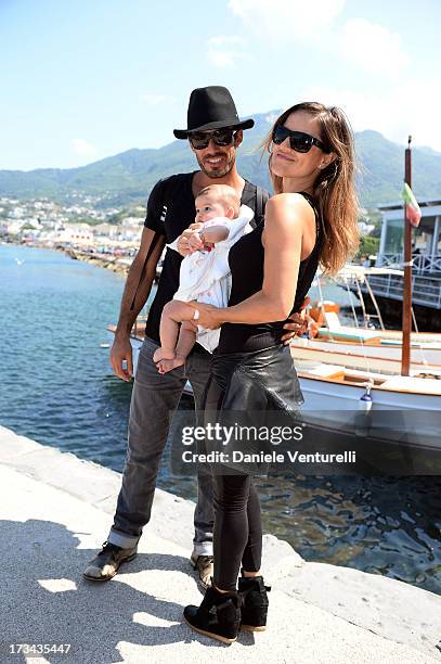 Singer Lola Ponce, Aaron Diaz and Erin Diaz arrive at Ischia Global Fest 2013 on July 14, 2013 in Ischia, Italy.