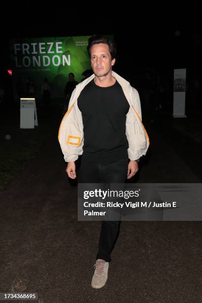 John Giordano leaving Frieze on October 13, 2023 in London, England.