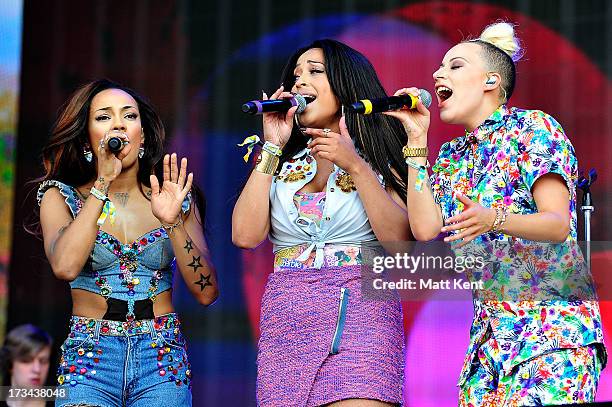 Karis Anderson, Alexandra Buggs and Courtney Rumbold of Stooshe perform during day six of British Summer Time Hyde Park presented by Barclaycard at...