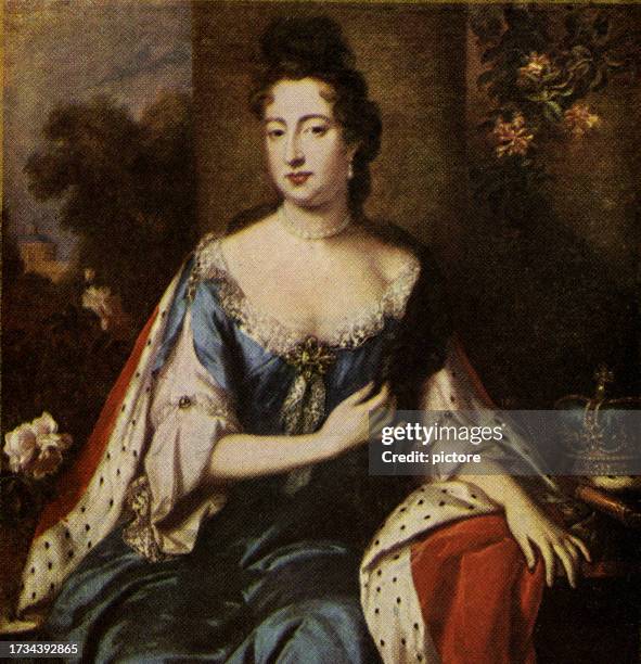 queen mary ii of england, 1662-1694 (xxxl) - 17th century style stock illustrations