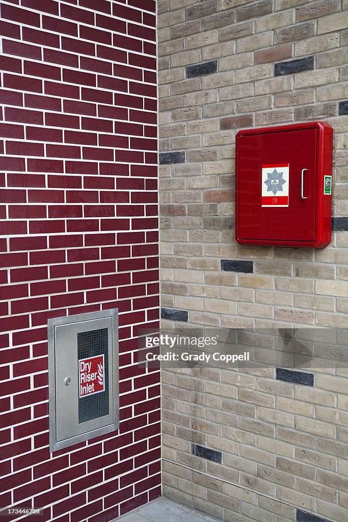 Emergency fire utilities on exterior of buiding