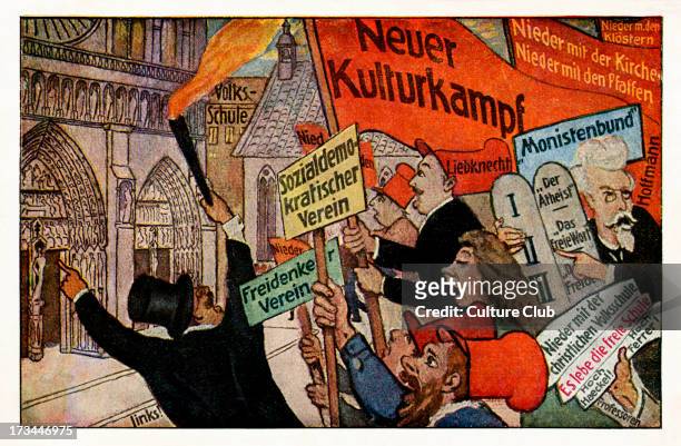 Demonstation of Social Democrats, Cologne , Germany. Pre Protest against clerical influence over education and culture. Pictured: Karl Liebnknecht....