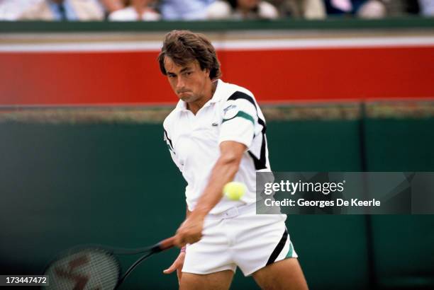 Tennis player Henri Leconte during the final match of the Men's Doubles at the Stella Artois Championships held at Queen's Club on June 1990 in...