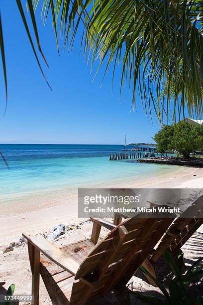 a tropical beach on utila island - bay islands stock pictures, royalty-free photos & images