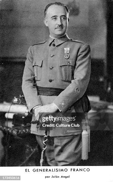 General Francisco Franco - portrait. Spanish military general, dictator and member of the Falange movement: 4 December 1892  20 November 1975.