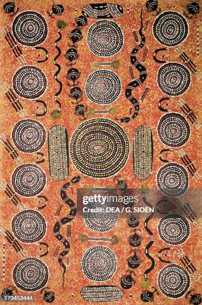 Aboriginal painting, art gallery, Alice Springs, Australia.